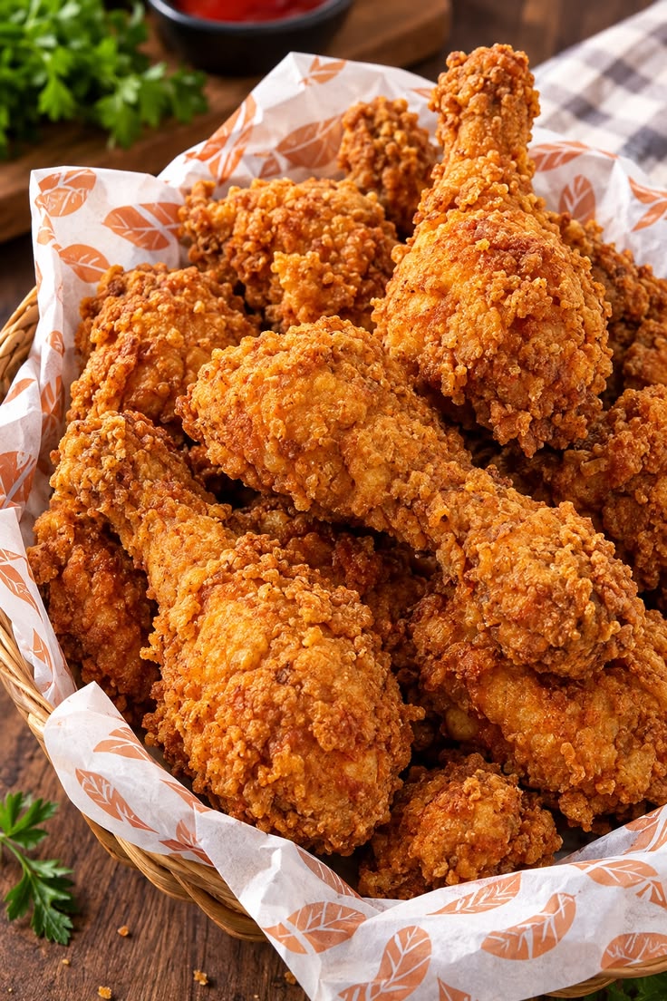 Crispy golden fried chicken pieces